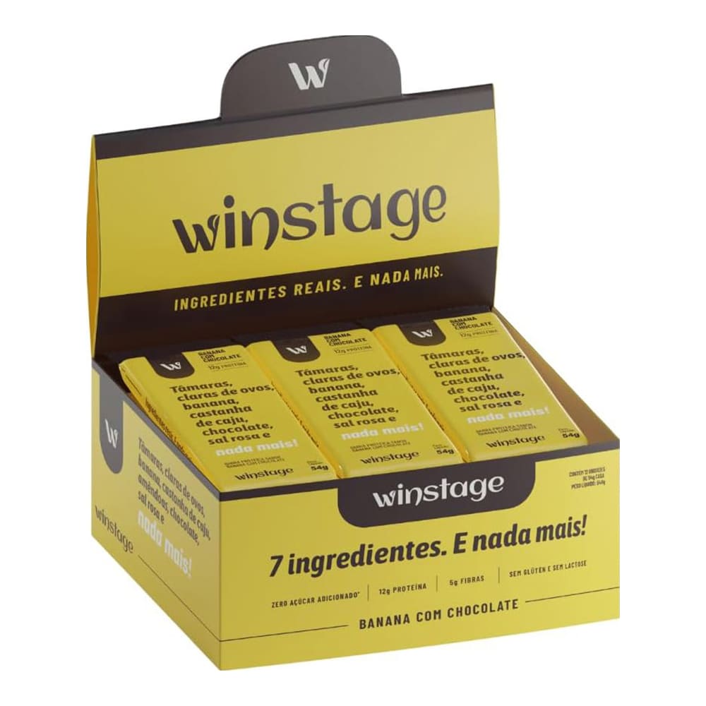 Barra de Proteína Natural 54g Banana com Chocolate - Winstage