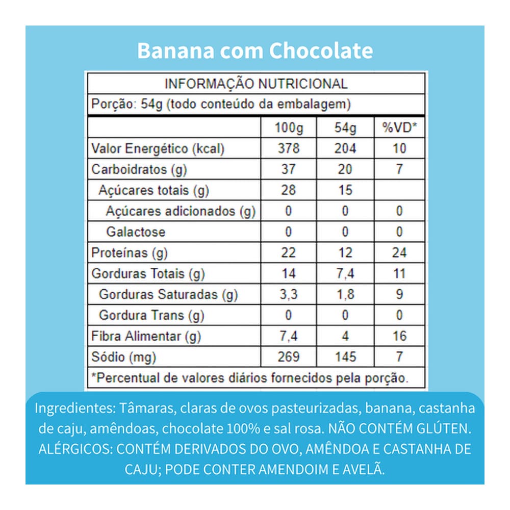 Barra de Proteína Natural 54g Banana com Chocolate - Winstage