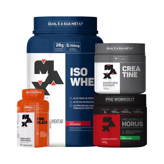 Kit Definição Max Titanium (Whey + Creatina + Termogênico + Pré-Treino)