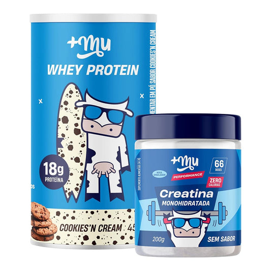 Pote Whey Protein 450g + Creatina 200g - Mais Mu